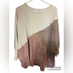 R2 rose pink cream oversized medium Sweater fall boho